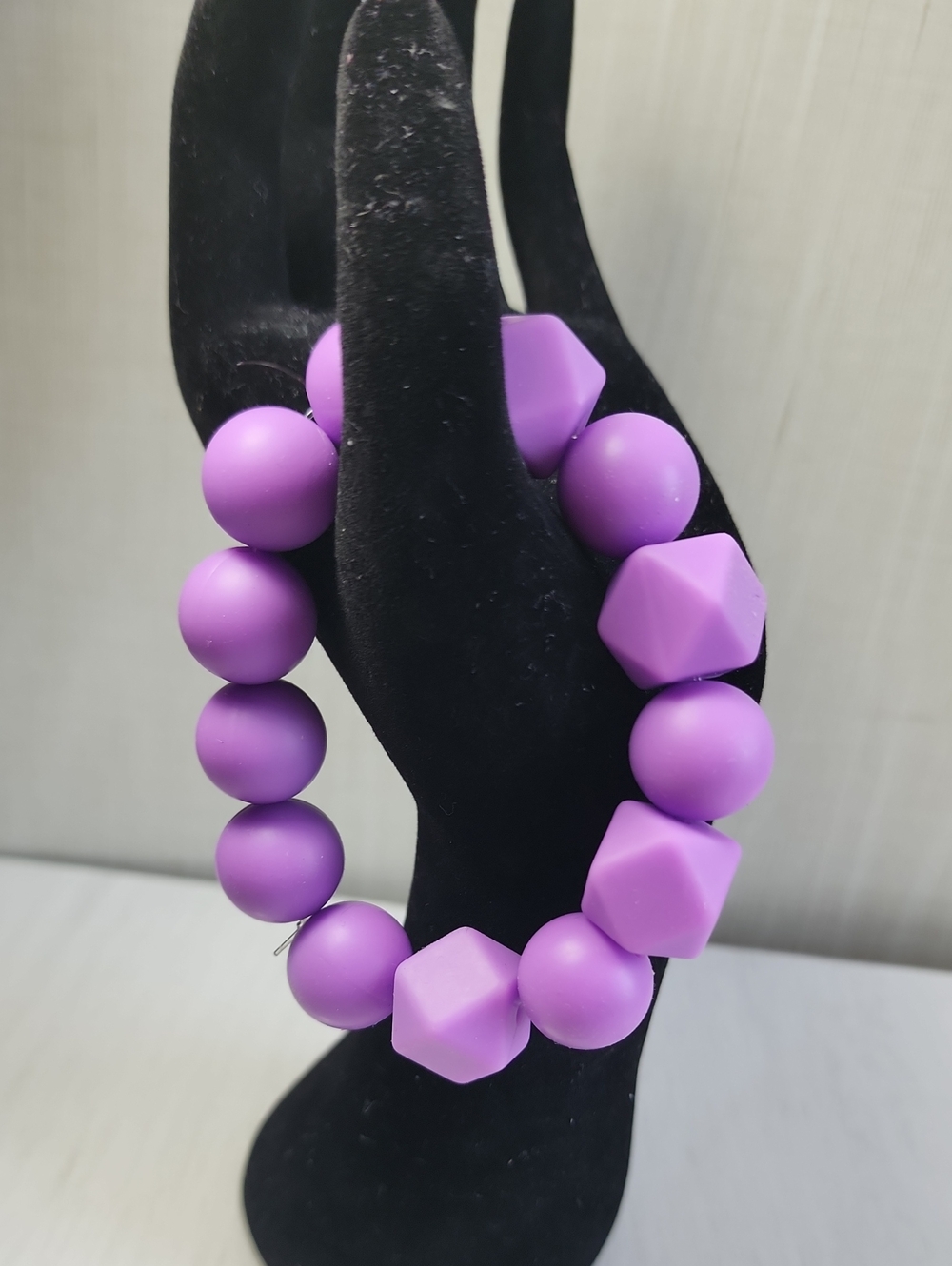 Purple Silicone Beaded Stretch Bracelet
